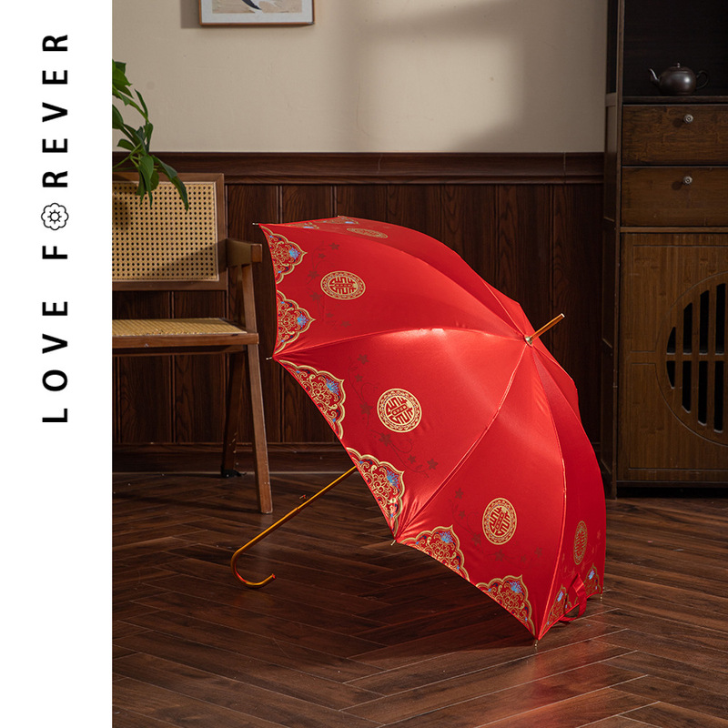 Wedding Bride Red Umbrella New Chinese Wedding Wedding Umbrella Female Dowry Umbrella High-End Wedding Special Umbrella Wholesale
