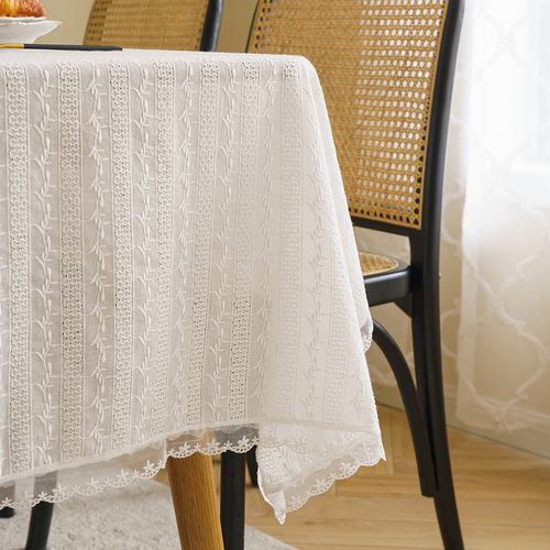 American embroidered tablecloth cotton and linen decorative tablecloth coffee table cloth rectangular lace cover photo background tablecloth