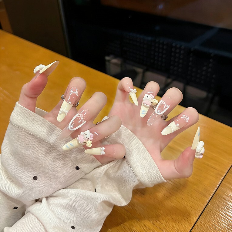 Long-Style High-End Wearable Nails Similar to Those on Xiaohongshu, New Tiktok Trending Nail Art, Sweet and Cute Nail Pieces, Pre-Made Nails Long-Style High-End Wearable Nails Similar to Those on Xiaohongshu, New Tiktok Trending Nail Art, Sweet and Cute Nail Pieces, Pre-Made Nails