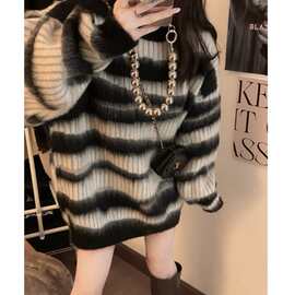 美式复古毛衣女装2025新款潮秋冬宽松遮屁股针织打底衫洋气厚上衣