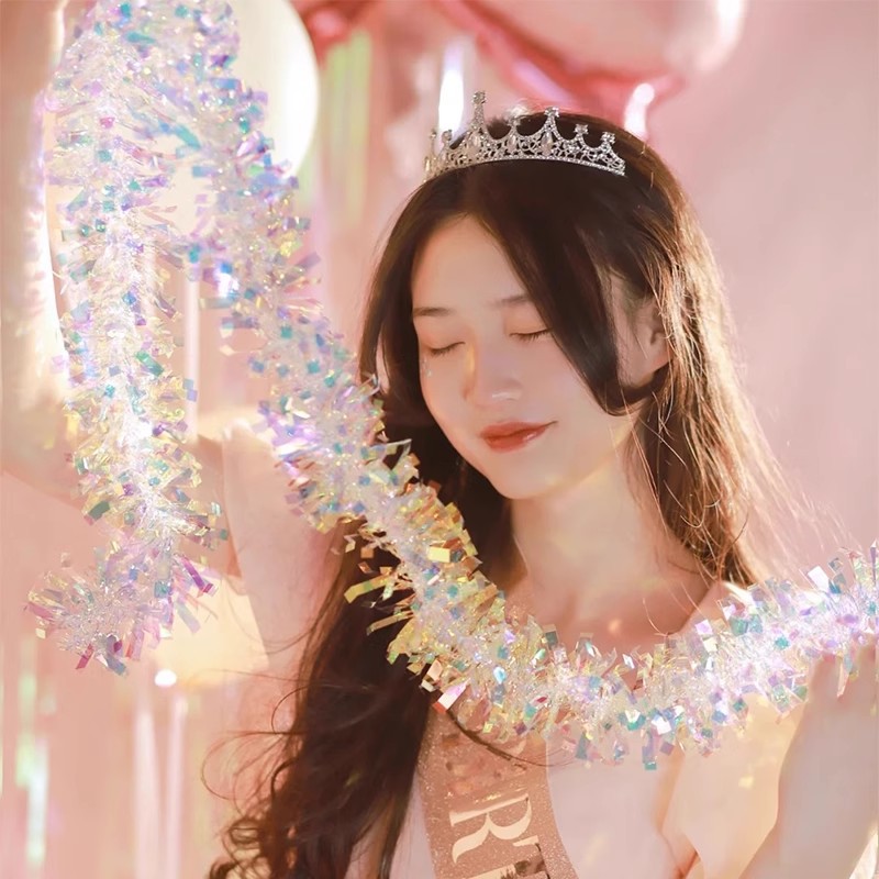 Explosiones transfronterizas 9cm2m plegado oro colorido blanco colorido importación de barras de color festivales accesorios de decoración