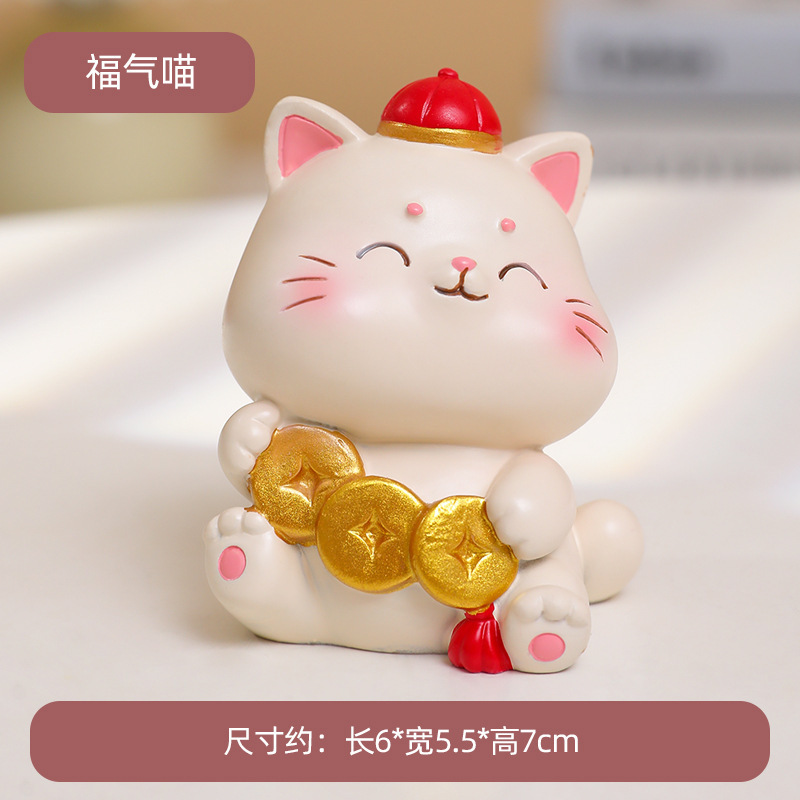 Ornamen kecil kucing Beruntung (tali koin tembaga)
