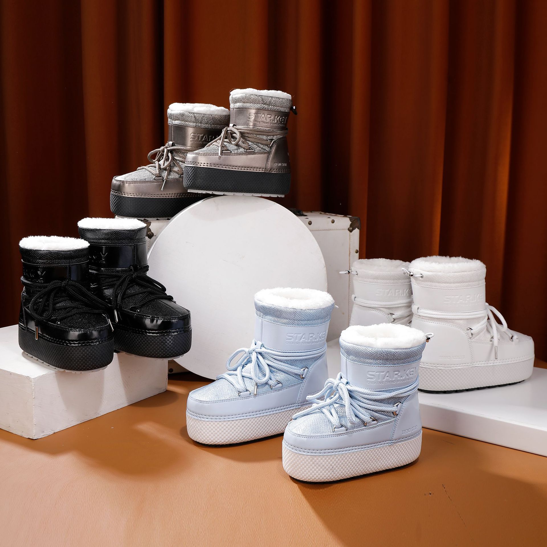 Botas de nieve infantiles transfronterizas, botas espaciales impermeables, calentadas, botas de luna gruesas, zapatos de esquí para hombres y mujeres image 3