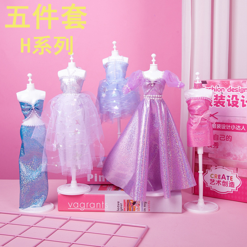 Kit de materiales para diseño de ropa infantil, juguetes de diseño, vestido Hanfu, juego de imitación, creativo, hecho a mano, educativo