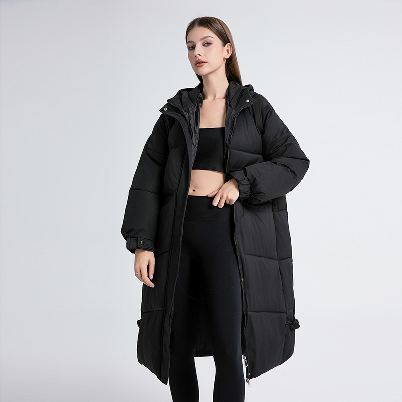 Parka oversized de damă cu glugă din blană artificială și șnur_voghion.com