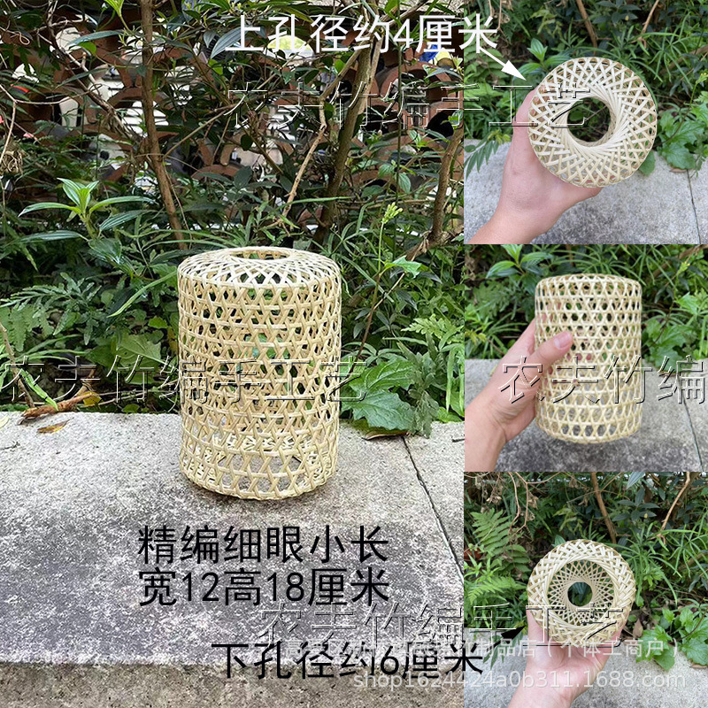 Buca linterna de bambú hecha a mano pura lámpara candelabro en el hogar decoración de ocio Zen retro con soporte de lámpara