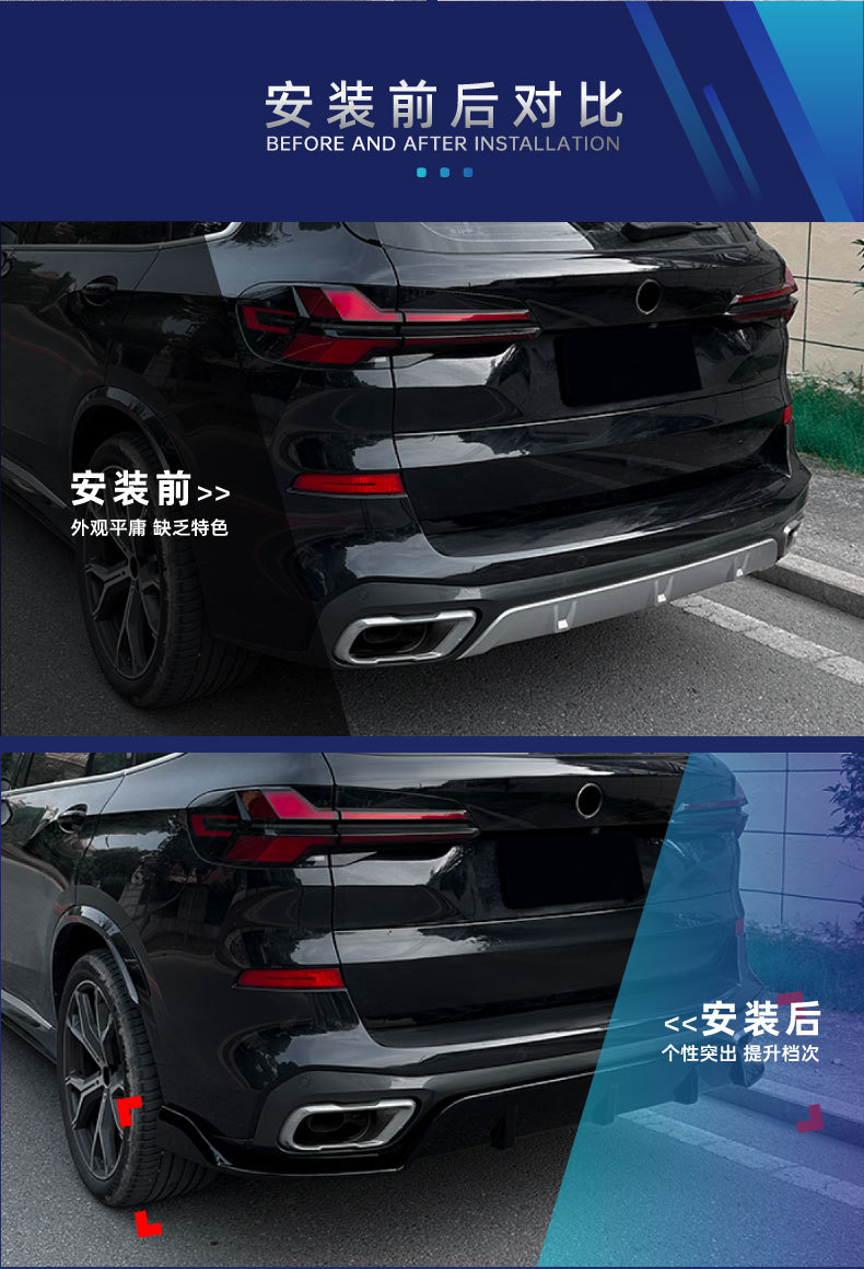 Suitable for Bmw Bmw X5 G05 m Sport 2019+ Black Warrior Rear Spoiler Corner Rear Lip Tail Lip Modification