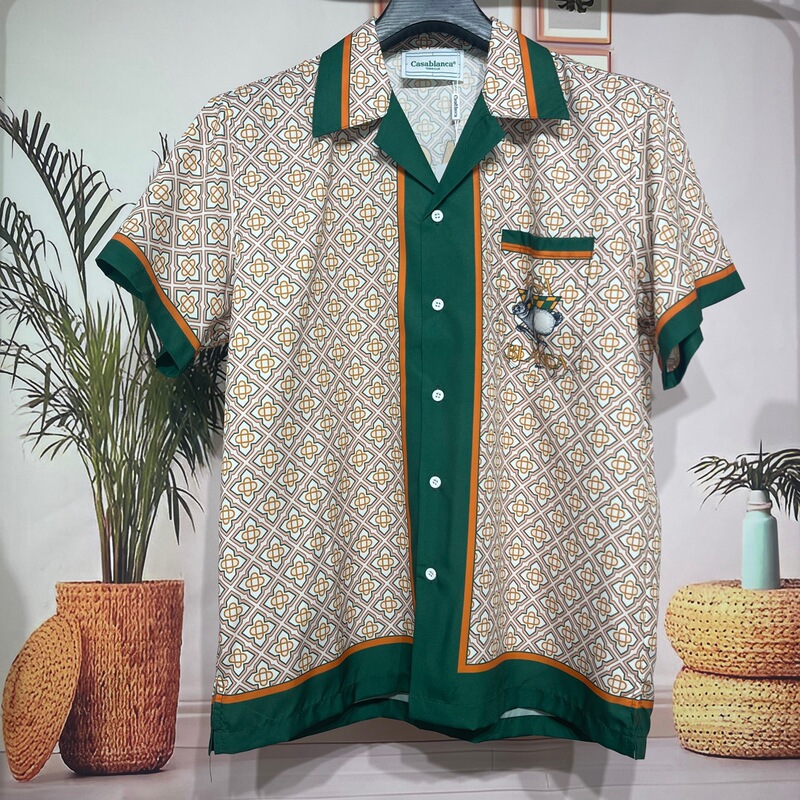 European and American fashion brand Ca summer men's fancy casual short sleeve shirt back large pattern rabbit printing foreign trade