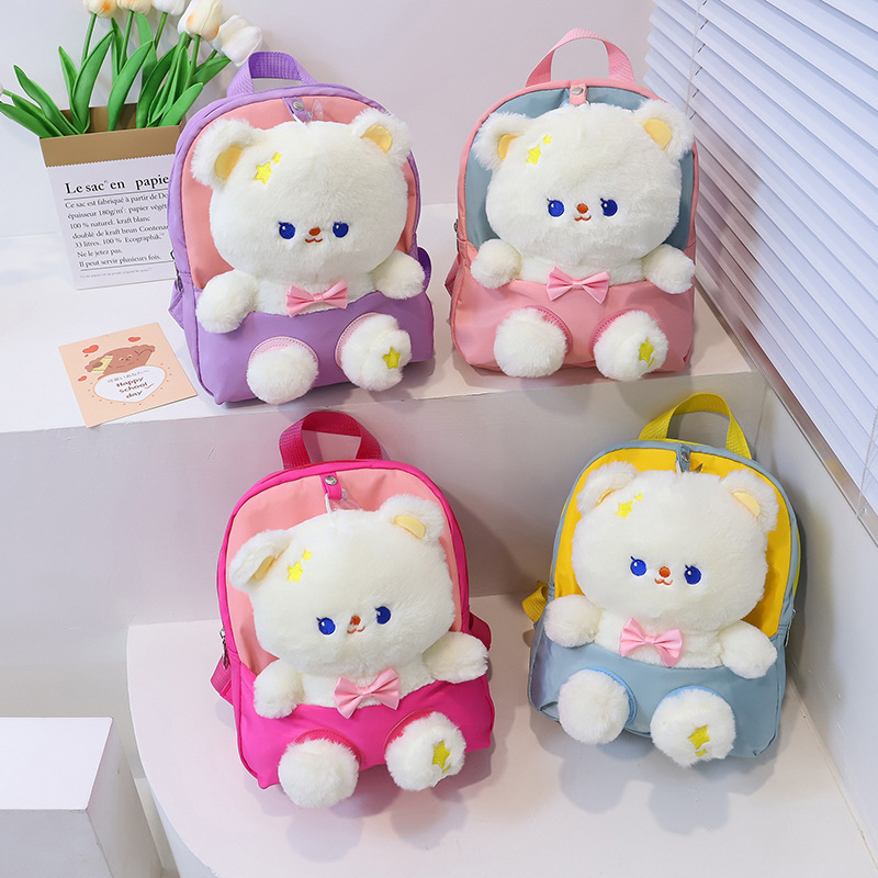 Bolso DE LOS NIÑOS kindergarten Mochila pequeña clase chica mochila lindo Oso de dibujos animados muñeca de peluche mochila fabricante