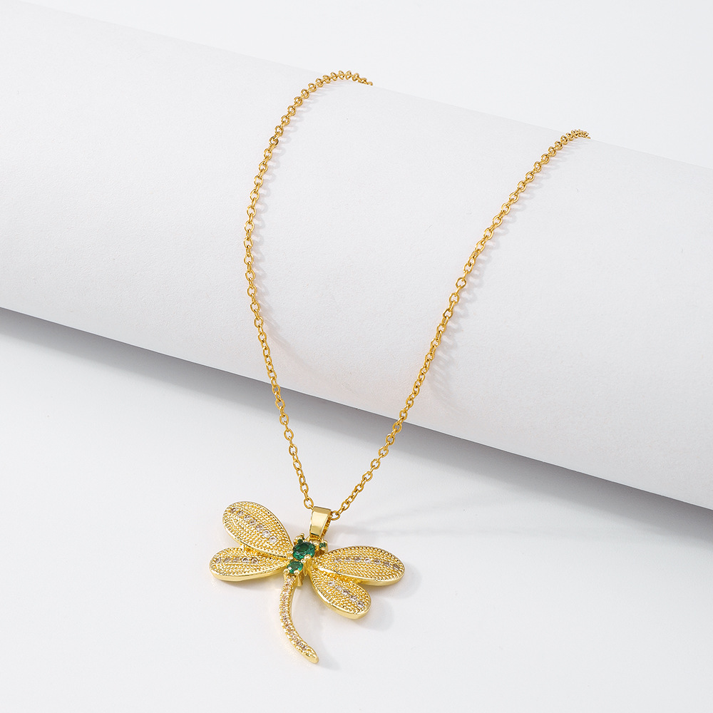 retro heart green diamond necklace animal geometric clavicle chain