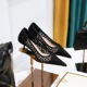 1961-5 Fashion Banquet Women's Shoes Slim Heel Medium Heel Pointy Pointy Mesh Lace Sexy Slim Single Shoes