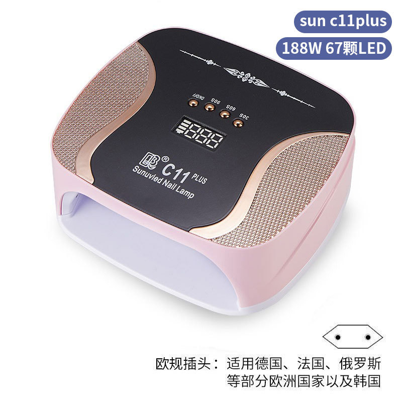 Lámpara de manicura inteligente de alta gama de luz de terapia de diamante 256W de alta potencia de pegamento de vinilo lámpara de horneado de dos manos secador de uñas transfronterizas