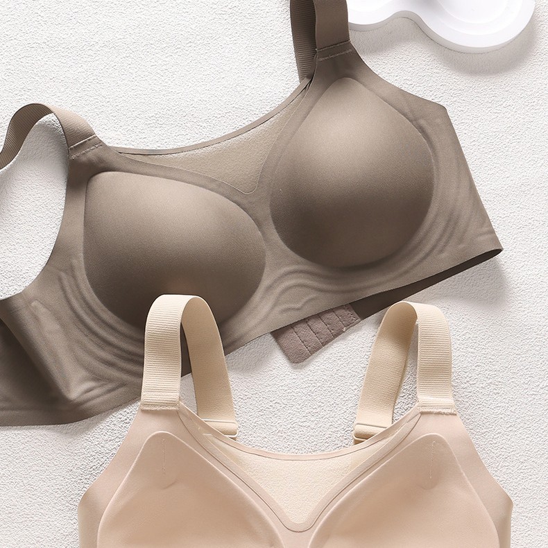 Transfronterizos ropa interior de tamaño grande para mujeres grandes pechos pequeños 3D cinturón cuerpo ropa interior de pecho sin anillo de acero de soporte superior de protección contra la caída del bra
