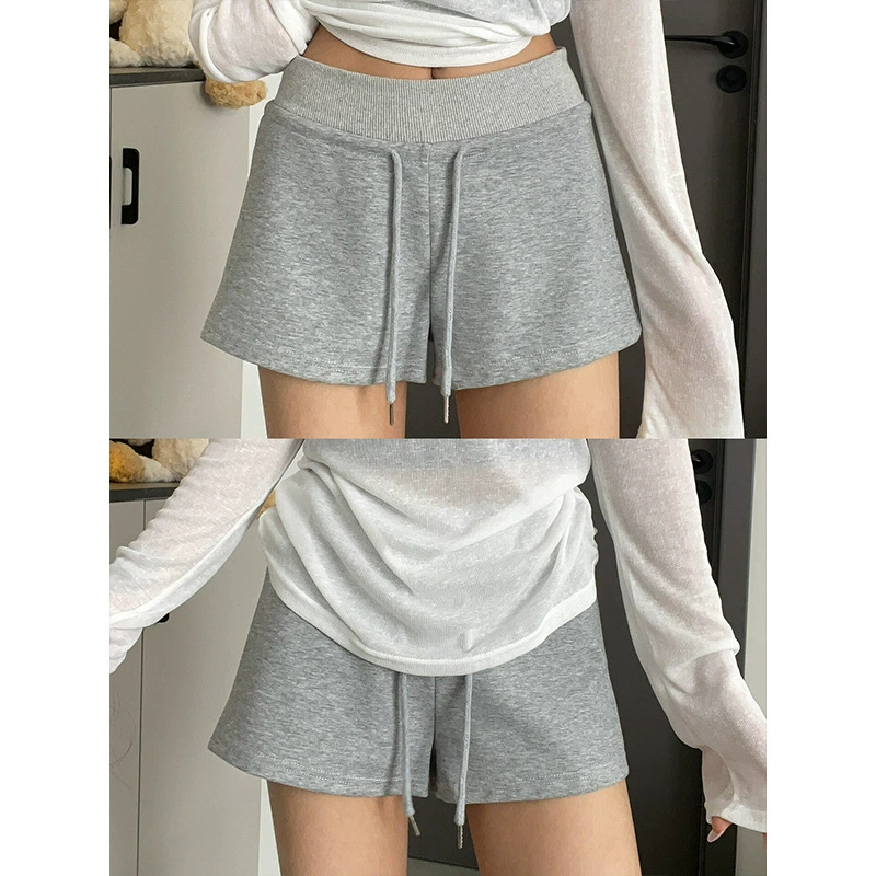 Красные спортивные шорты, черные брюки для йоги, для подростков, с кулиской, подчеркивающие бедра, облегающие