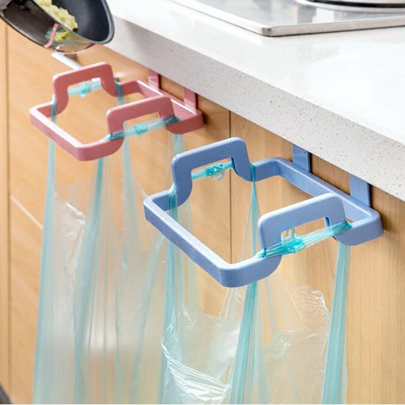 Hole-Free Hangable Cabinet Storage Rack Plastic Garbage Rack Cabinet Back-Type Satchel Garbage Bag Holder Towel Rack