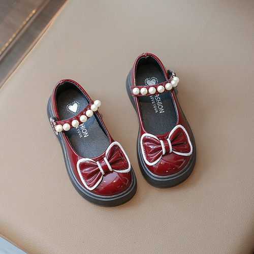Baby Princess Shoes Autumn New English Style Black Small Leather Shoes Soft Sole Fashion Children's Mary Jane Single Shoes