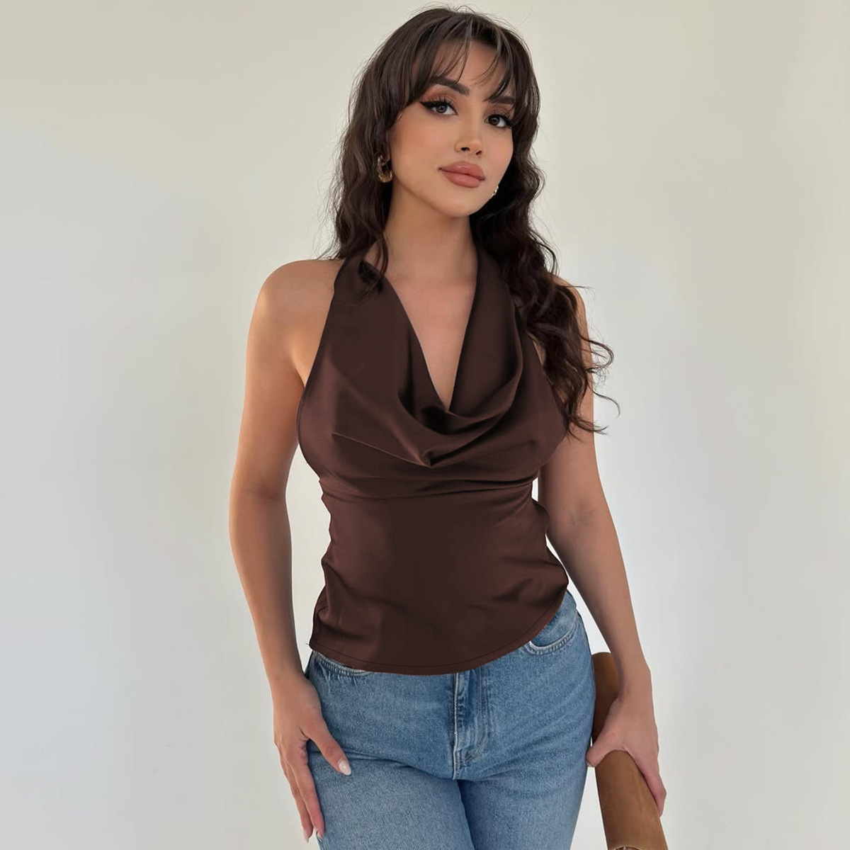 Summer Fashion Backless Solid Color Women's Top Slim Tie Strapless Trendy American Style Hot Girl Sexy Clothing_ecoleips.com