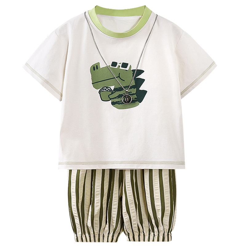 Traje de manga corta para niños, verano nuevo estilo, pantalones cortos para niños, estilo occidental, pantalones de verano para bebés, ropa suelta para niños al por mayor