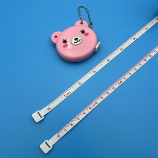 Cartoon Bear Tape Measure Keychain Pendant Soft Leather Tape Measure Automatic Retractable Clothing Tape Measure Portable Small Tape Measure