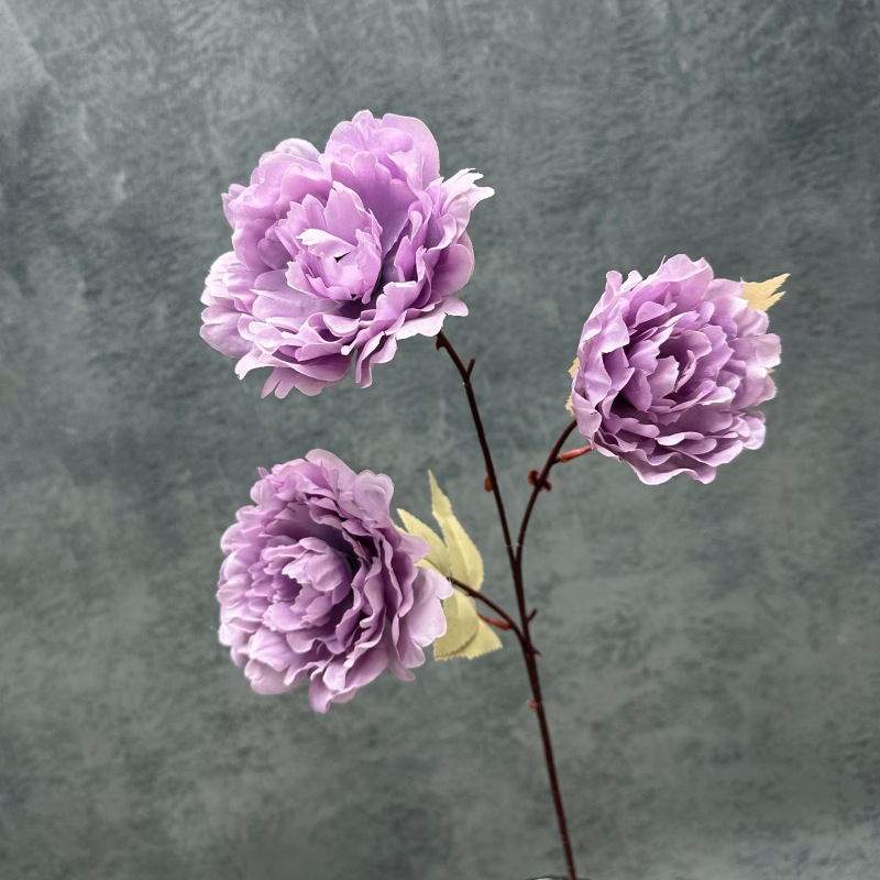 Simulación de 3 cabezas de flores de peonía de durazno en el hogar decoración de la boda accesorios de disparo decoración de flores falsas hechas a mano al por mayor