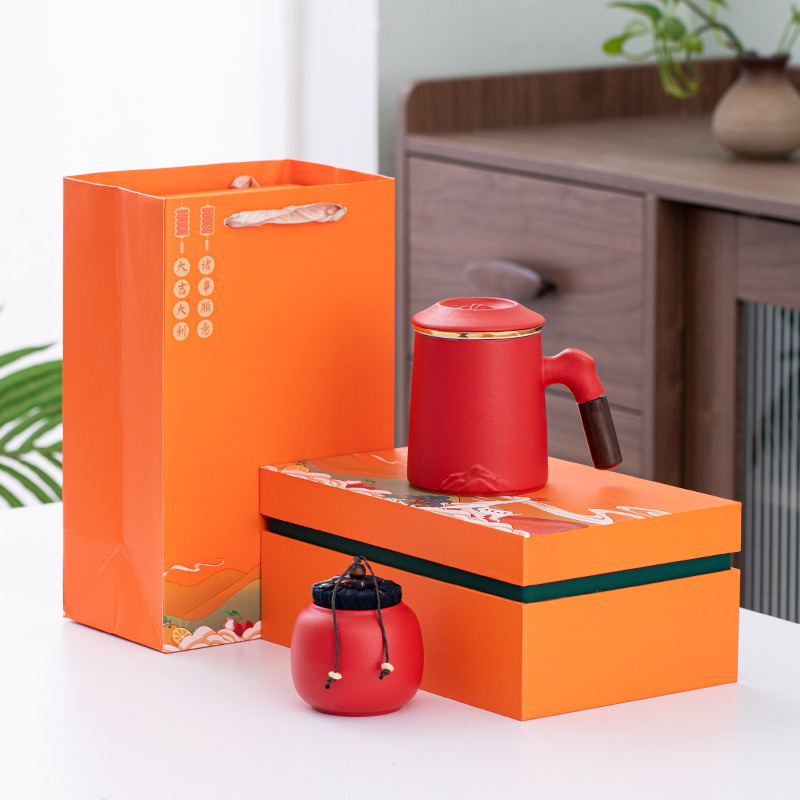 붉은 물 컵 + 찻주전자