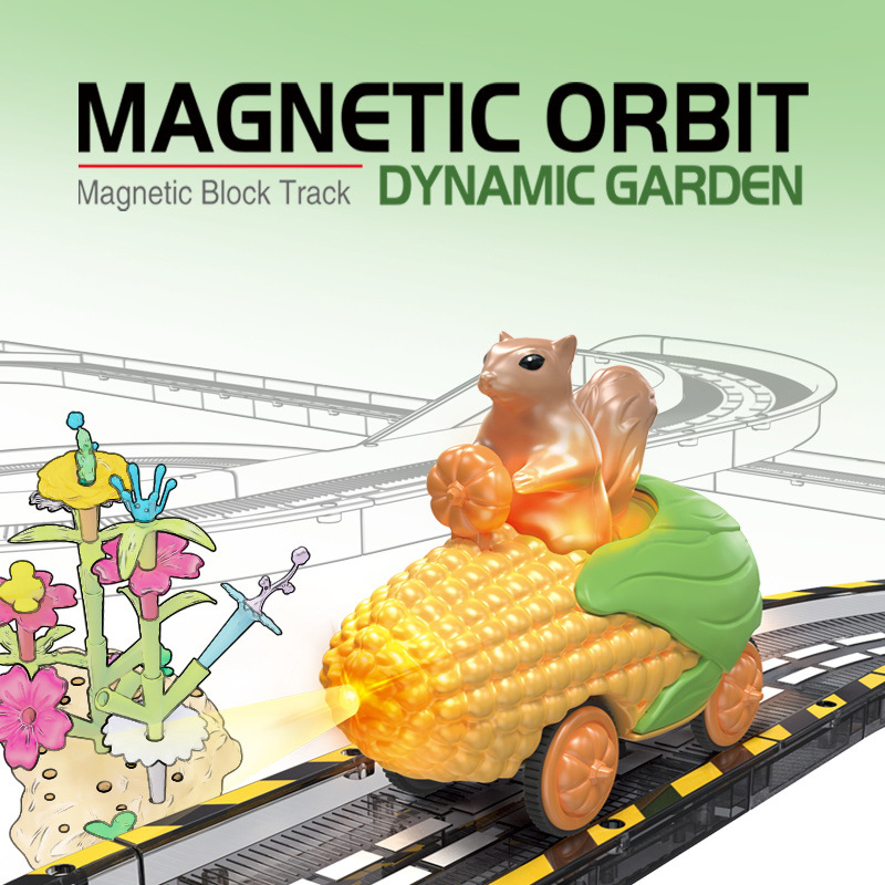 Puzzle de animales orbita eléctrica DIY multi-escena montaje vagón de ferrocarril Jardín Magnético Juguete Puzzle Tren