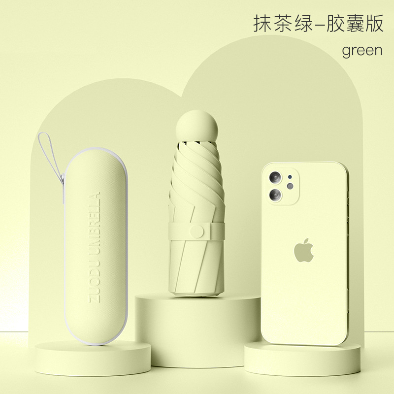 Paraguas personalizadas portátiles protectores solares mini paraguas ultraligero para mujeres sol y lluvia de cápsulas anti-UV