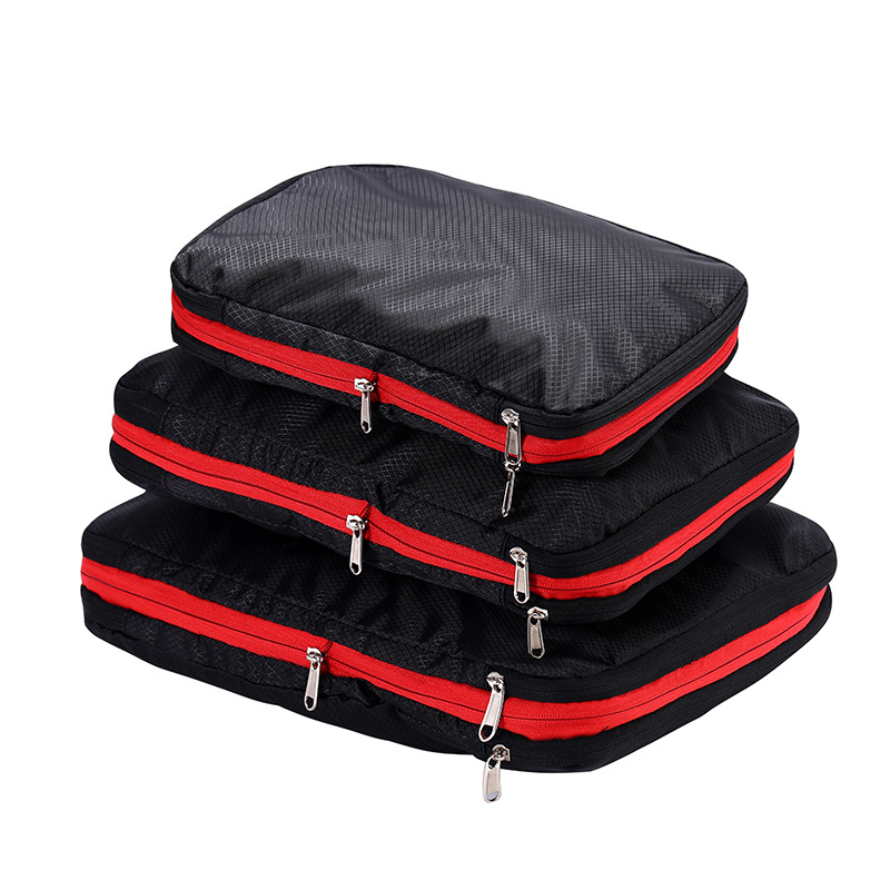 Bolsa de almacenamiento de compresión de viaje explosiva de Amazon Bolsa de almacenamiento de tres piezas de gran capacidad Juego completo de bolsa de almacenamiento de ropa impermeable