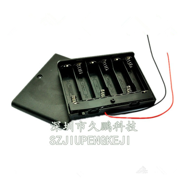 5号6节扣盖电池盒 9V带盖 带开关 带DC头 6节AA电池带盖电池盒9V