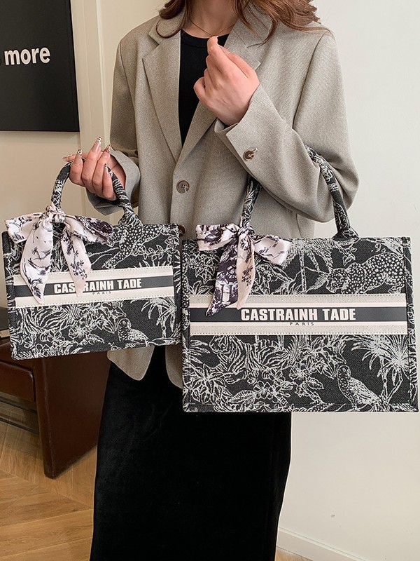 Tela impresa bosque tropical tote bolso para mujeres 2026 nuevo tamaño transfronterizo bolso de hombro grande capacidad