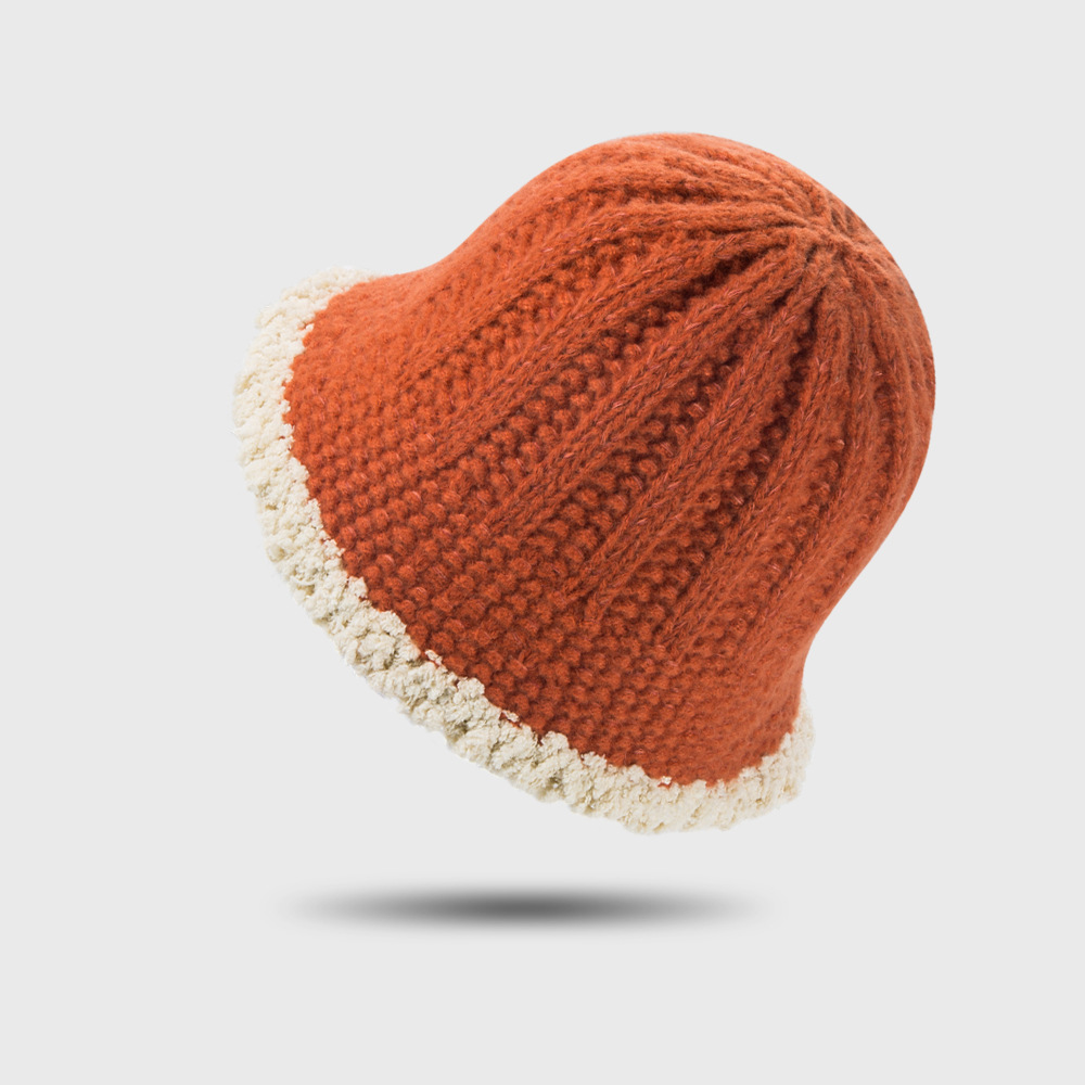 Nouveau Chapeau De Pêcheur De Cheveux D&#39;agneau Chapeau Chaud De Pot Chapeau En Tricot De Couleur Unie En Gros display picture 4