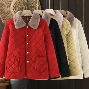 Autumn and winter new style fleece-lined thick coat for middle-aged and elderly plus size cotton-padded coat fleece-lined cotton-padded jacket cotton-padded jacket all-match other