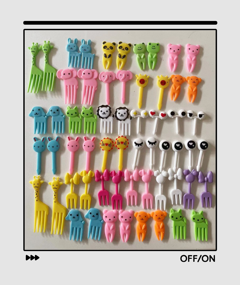 日本家用卡通水果叉 创意儿童动物可爱塑料水果叉 套装便当签