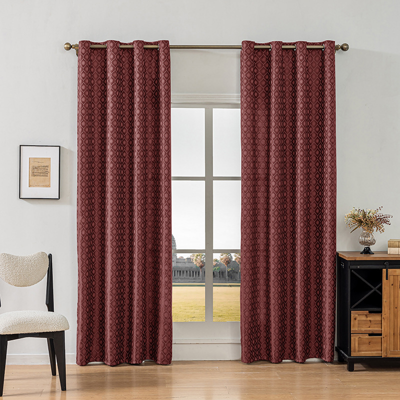 Amazon transfronterizo Shaoxing productos terminados cortinas jacquard opacas sala de estar dormitorio perforado comercio exterior TEMU cortina opacas al por mayor