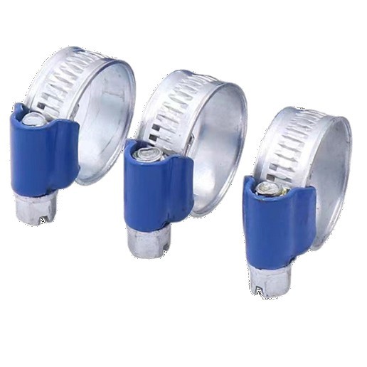 Cinturón azul garganta de acero inoxidable abrazadera de manguera de agua fuerte contra incendios abrazadera de manguera de agua de cabeza azul abrazadera de manguera de agua
