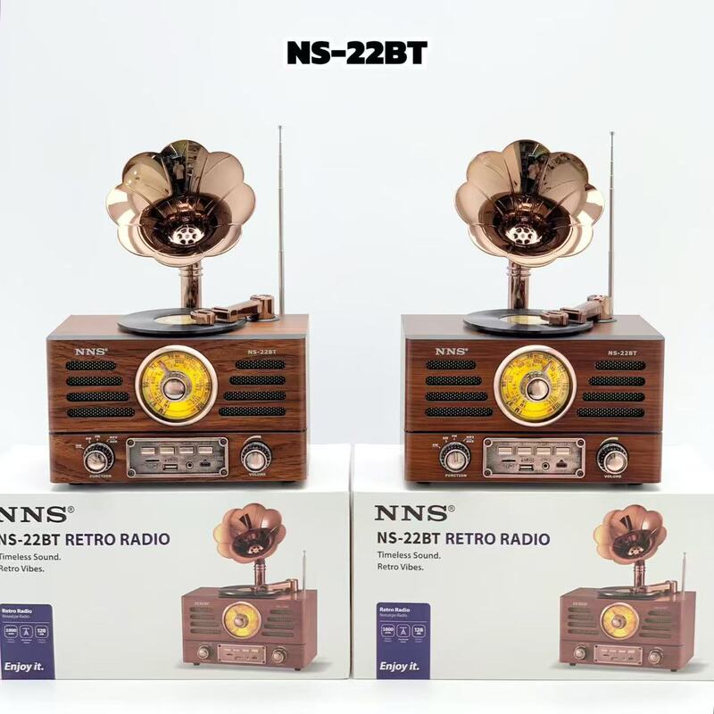 Retro gramophone NS-22BT Bluetooth speaker, a portable three-band radio with card slot, perfect as a home or desktop decoration