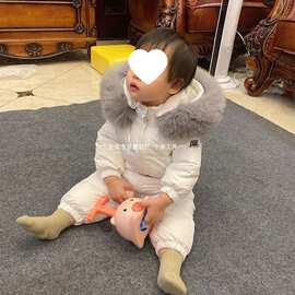 儿童连体衣羽绒服男女宝宝0-1-2岁婴儿冬套装哈衣外出服爬服童装