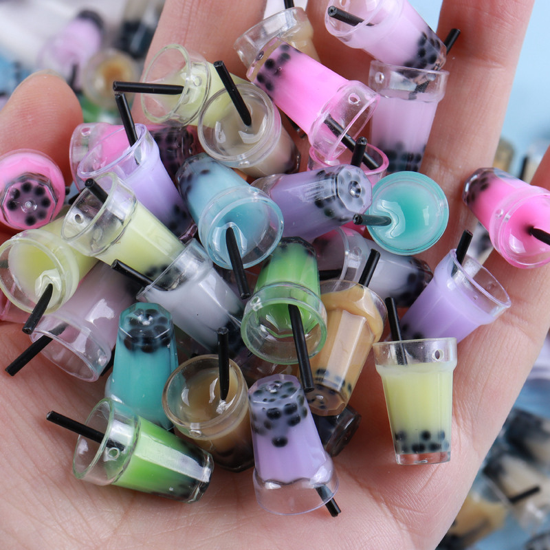 Simulation bubble tea straw cup cross-border creative diy earrings jewelry mobile phone chain bag hanging ornaments wholesale materials
