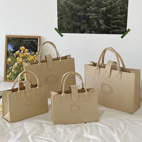 Bear Felt Bag Handbag Women's Travel Shoulder Shopping Bag Tote Bag Cartoon Lunch Box Large Capacity Bag LOGO