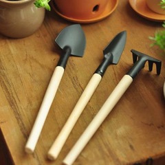 Three-piece gardening tool set, micro-landscape mini gardening tools, small shovel, rake, spade, plant pots and flowers