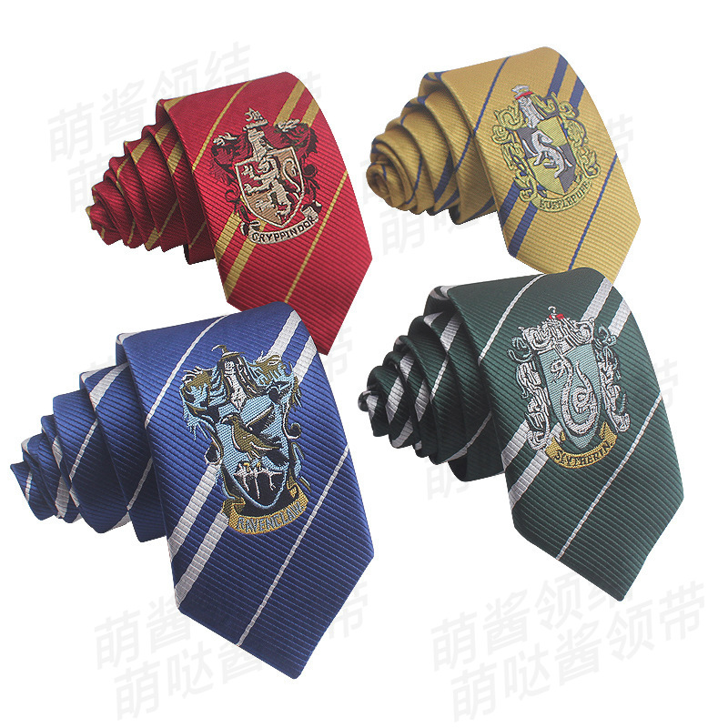 Harry Potter Tie Hogwarts Gryffindor Polyester Tie Knot 무료 짧은 도매 대학 배지