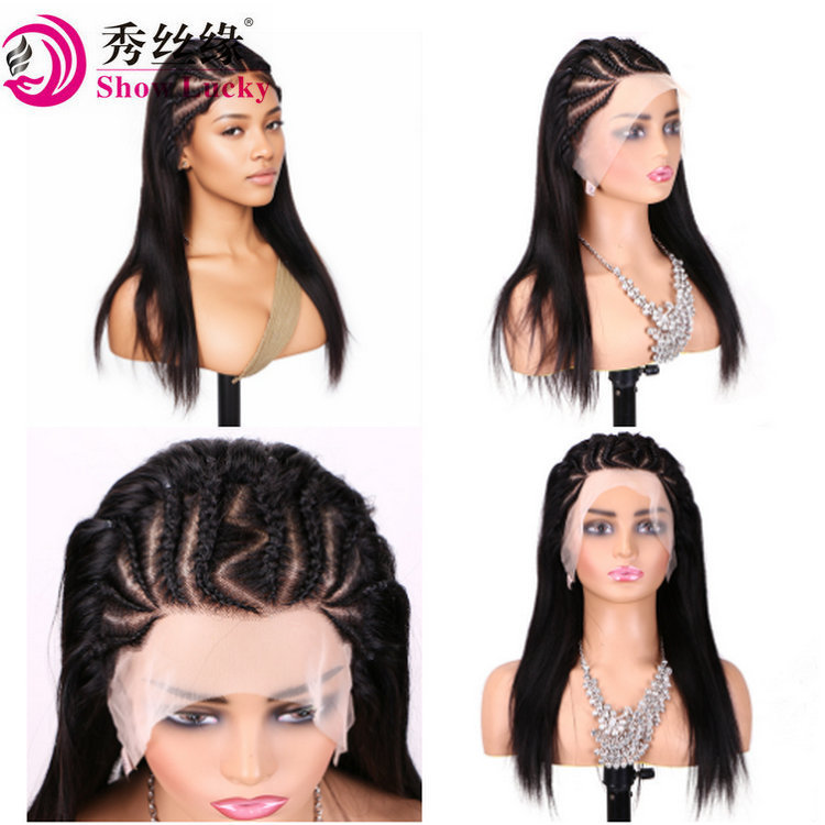 Real hair headgear African wig braid headgear 13*4 Braids Human Hair Lace Wigs