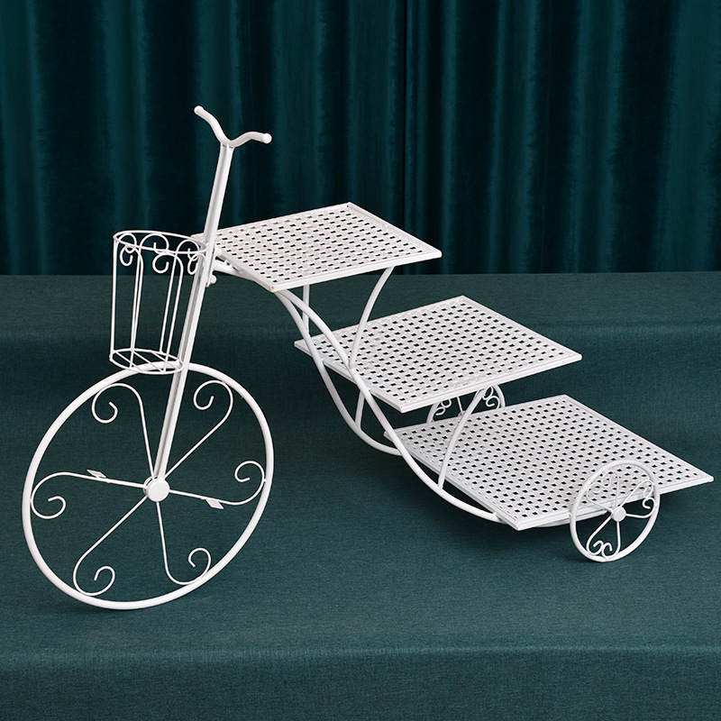 De estilo europeo creativo pastel de hierro soporte cuadrado bicicleta cumpleaños boda merienda soporte de tres capas multi-capa postre soporte de exhibición image 6