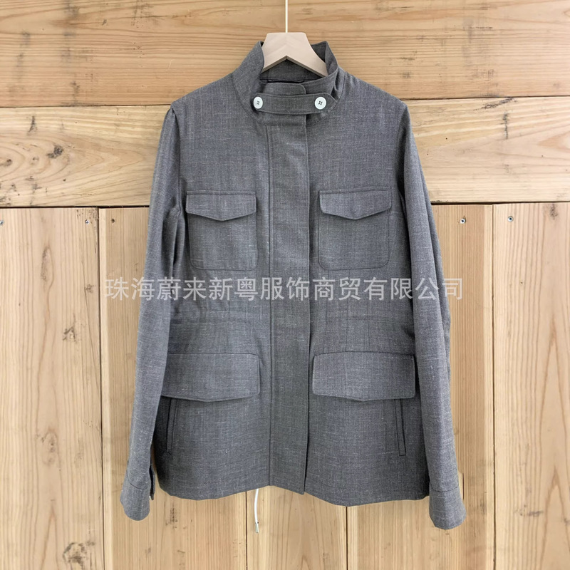 26 Years Early Spring New Style Traveler's Stand-Collar Waist-Cinching Blazer for Women, Elegant and Professional, Wt388, Light Blue