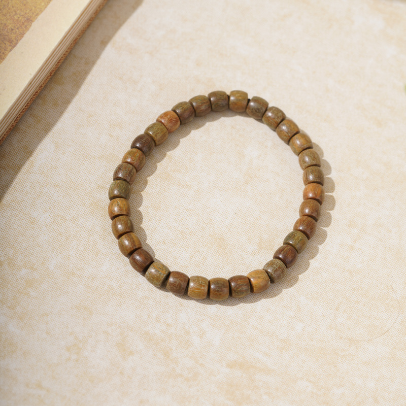 그린 샌달우드 스트레이트 컷 배럴 비즈 0.6x0.7x32개