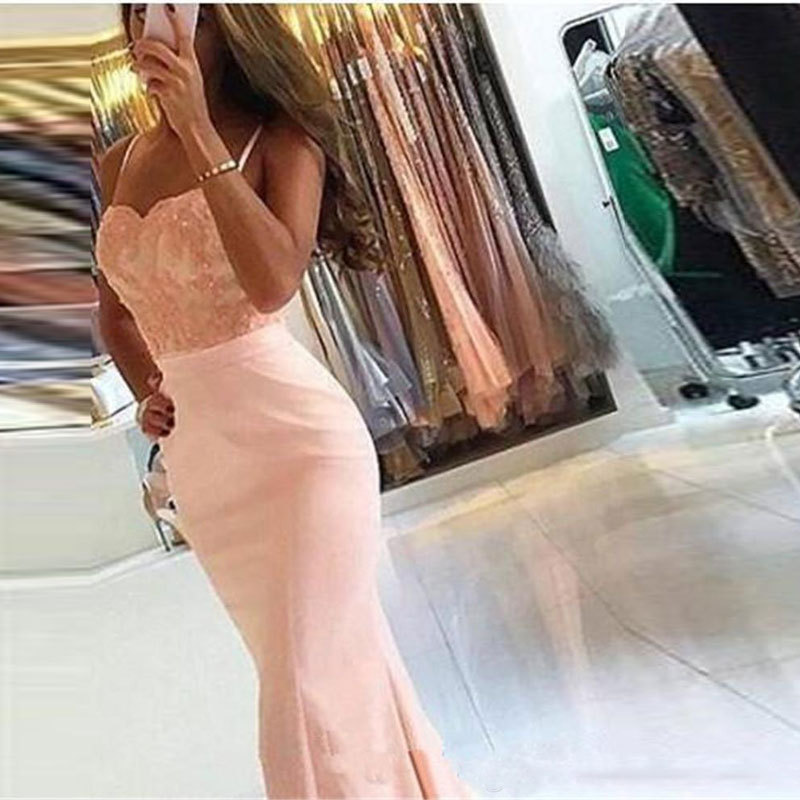 Europa y América del Comercio Exterior Amazon AliExpress deseo nueva correa fishtail vestido de noche delgado adelgazar vestido de color rosa