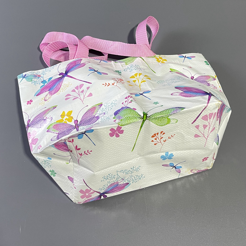 厂家定 制pp彩印编织袋外贸手提袋超市购物收纳袋 大容量托特包