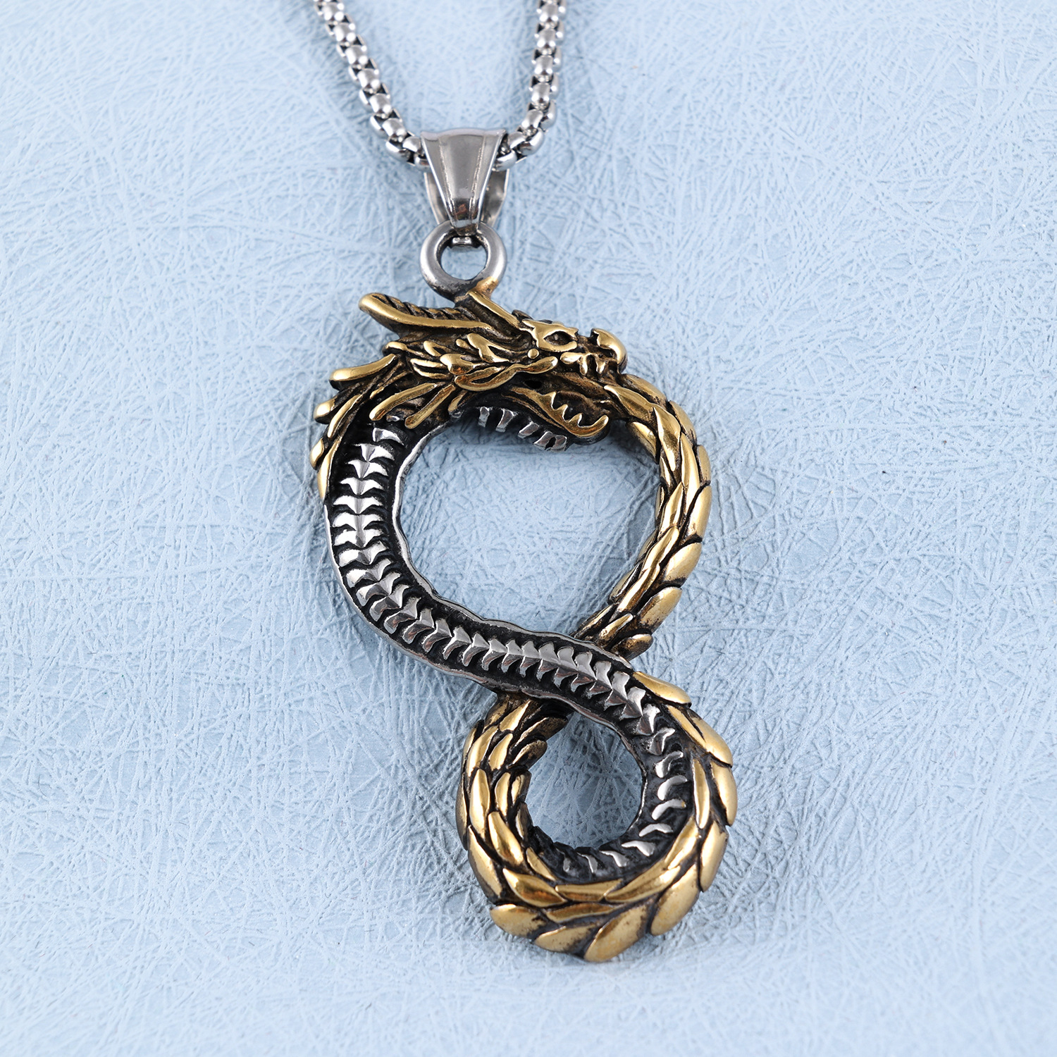 Holiday, Street Occasion 304 Stainless Steel Material Dragon Pattern Hip-hop Dragon Stainless Steel Men's Pendant Necklace