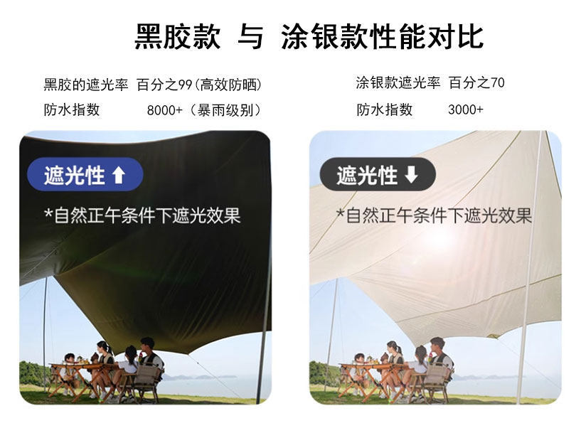 Outdoor Multifunctional 19-Point Black-Coated Tarp Rainproof Large-Size Camping Sunshade Shelter Oxford Cloth