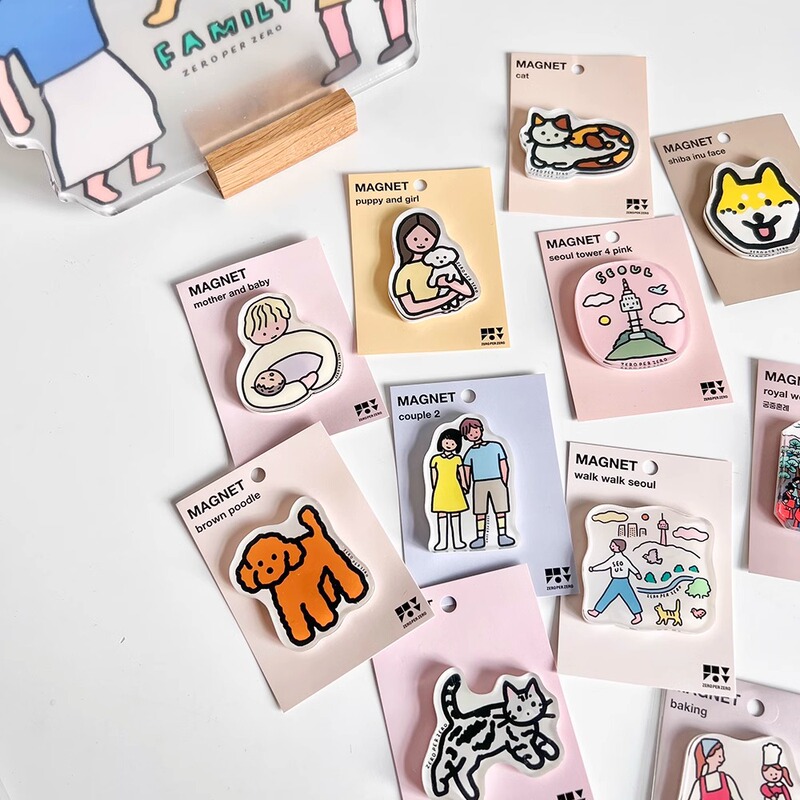 Korean Zeroperzero Family Family Illustration Refrigerator Magnet Acrylic Magnetic Magnet Magnet Photo Sticker